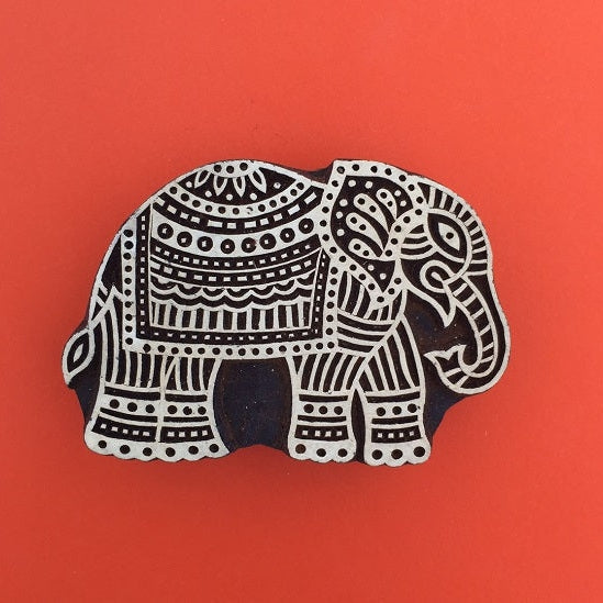Indian Wooden Printing Block - Large Detailed Elephant