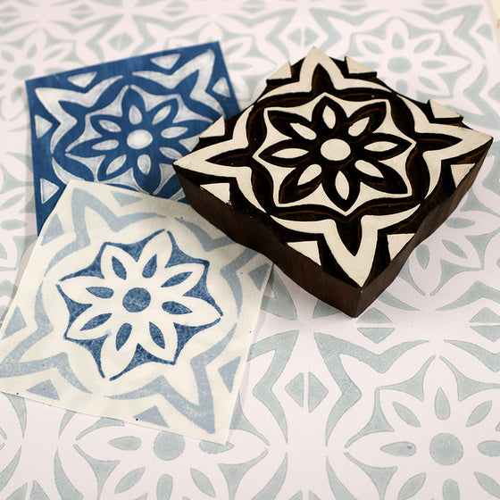 Indian Wooden Printing Block - Mediterranean Tile