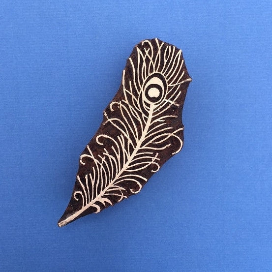 Indian Wooden Printing Block - Medium Feather