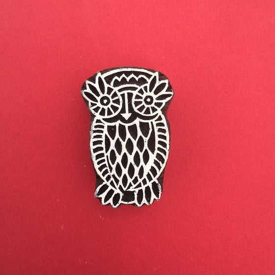 Indian Wooden Printing Block - Medium Owl