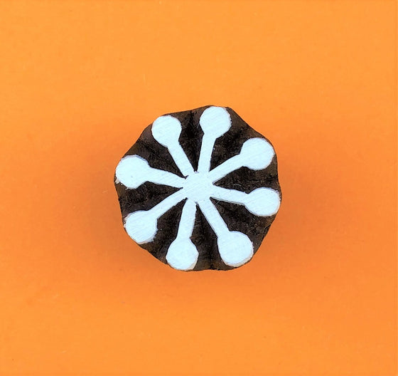 Indian Wooden Printing Block - Mini 8-Point Seedhead