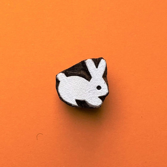 Indian Wooden Printing Block - Mini Bunny