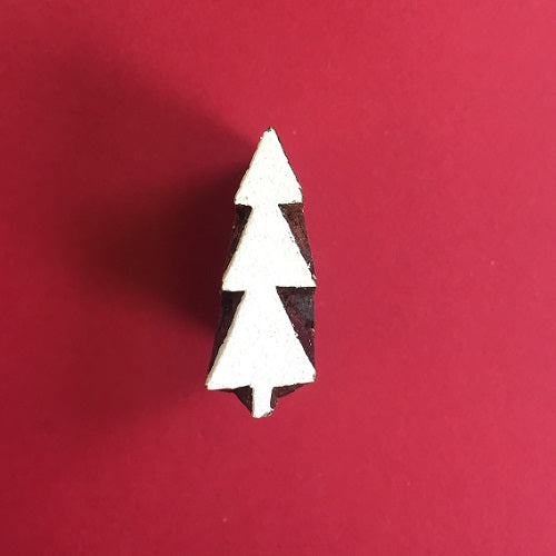 Indian Wooden Printing Block - Mini Christmas Tree 6