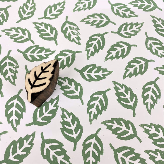 Indian Wooden Printing Block - Mini Falling Leaf
