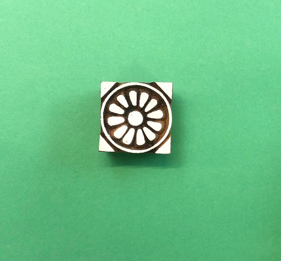 Indian Wooden Printing Block - Negative Circle Flower Tile