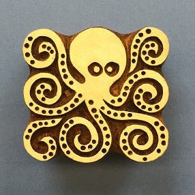 Indian Wooden Printing Block - Octopus
