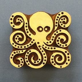 Indian Wooden Printing Block - Octopus