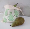 Hand block printed fabric bag, printing using a Indian wooden printing block and fabric paint