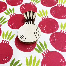  A hand carved Indian wooden printing block in a Pomegranate design