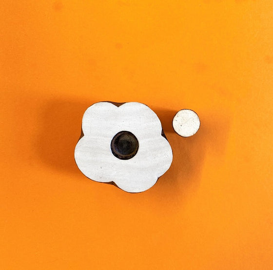 Hand carved Indian wooden printing block in a Poppy design