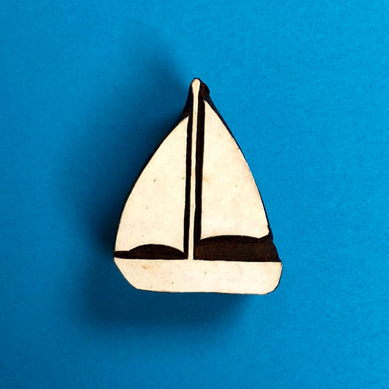 Indian Wooden Printing Block - Sailing Boat