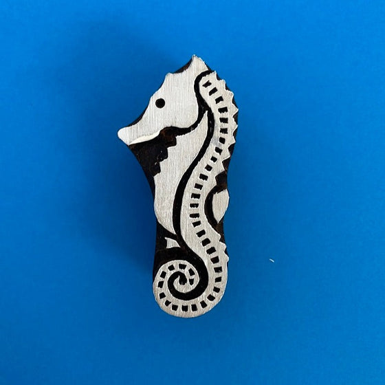 Indian wooden printing block- Seahorse