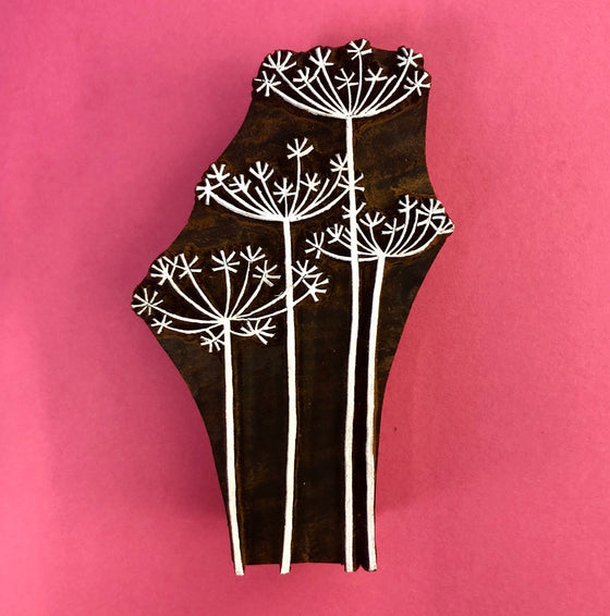 Indian Wooden Printing Block - Seedhead Cluster