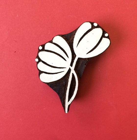 Indian Wooden Printing Block - Double Tulips