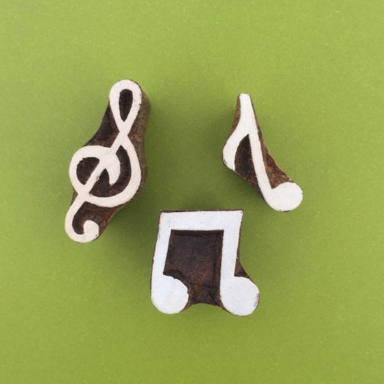 Indian Wooden Printing Blocks - Music Notes
