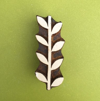 Indian Wooden Printing Block - Single Leaf Vine Repeat