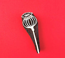  Indian Wooden Printing Block - Single Poppy Head