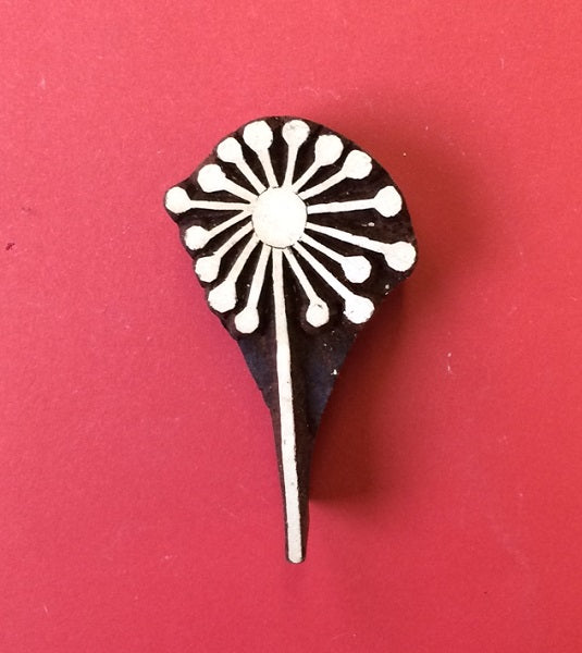 Indian Wooden Printing Block - Bold Single Seedhead