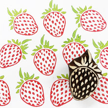  A hand carved Indian wooden printing block in a Strawberry design