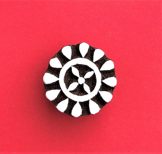 Indian Wooden Printing Block - Small 12-Point Flower