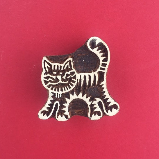 Indian Wooden Printing Block - Small Cat