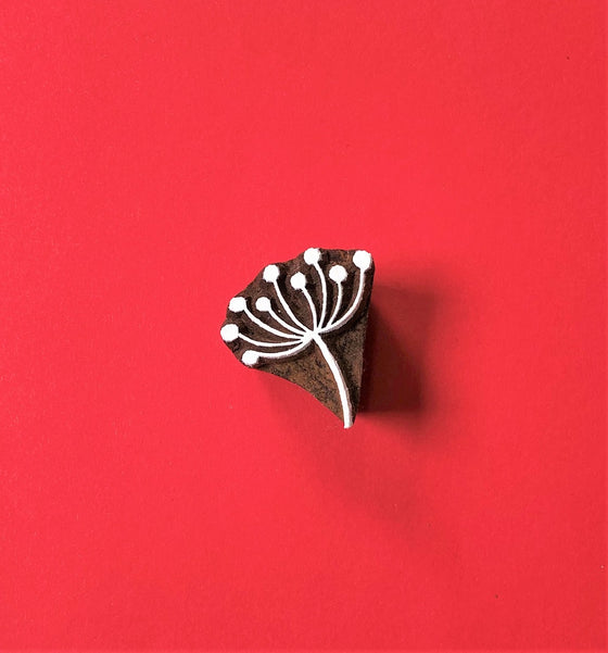 Indian Wooden Printing Block - Small Seedhead