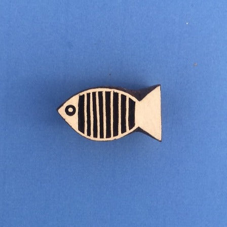 Indian Wooden Printing Block - Small Stripy Fish