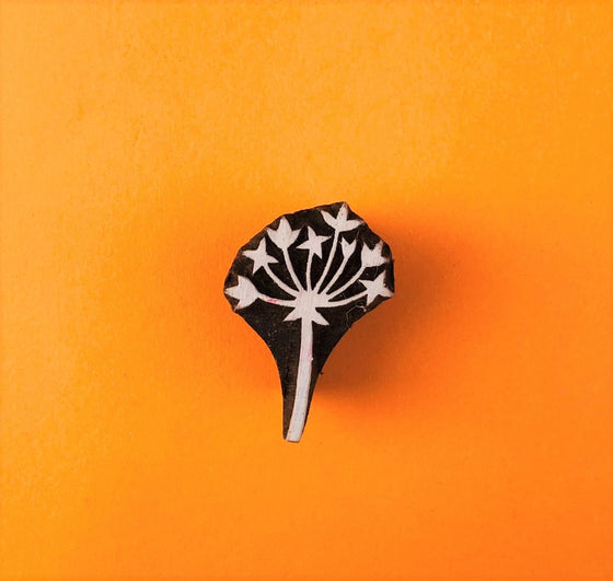 Indian Wooden Printing Block - Small Stylised Seedhead 2