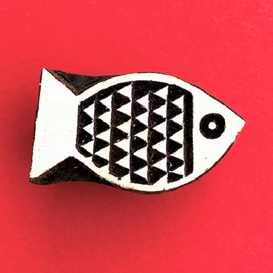 Indian Wooden Printing Block - Small Triangular Fish