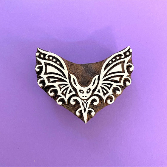 Indian Wooden Printing Block - Stylised Bat