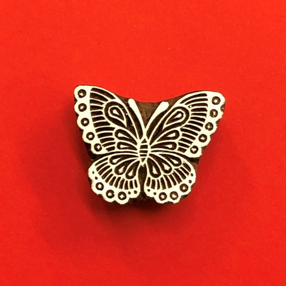 Indian Wooden Printing Block - Stylised Butterfly