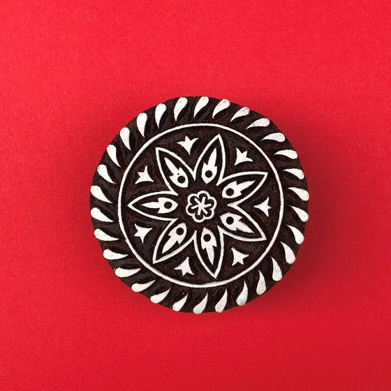 Indian Wooden Printing Block - Stylised Circle 1