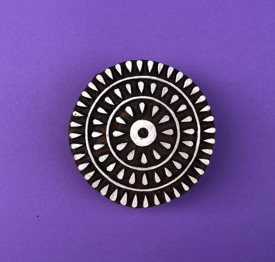 Indian Wooden Printing Block - Stylised Circle 7