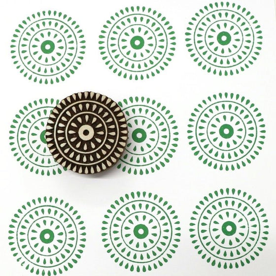 Indian Wooden Printing Block - Stylised Circle 7