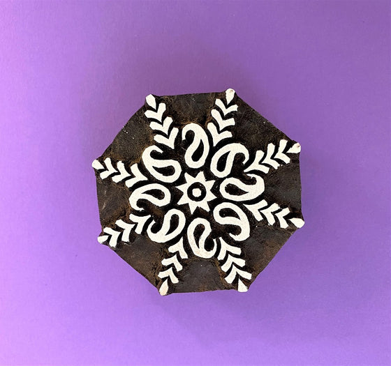Indian Wooden Printing Block - Stylised Snow Flake