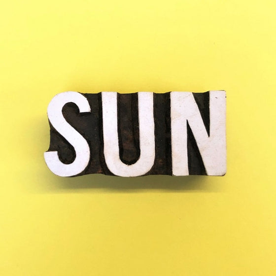 Sun text Indian wooden printing block