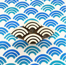  Wave pattern Indian wooden printing block