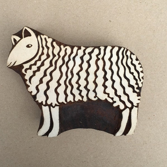 Indian Wooden Printing Block - Small Wavy Sheep