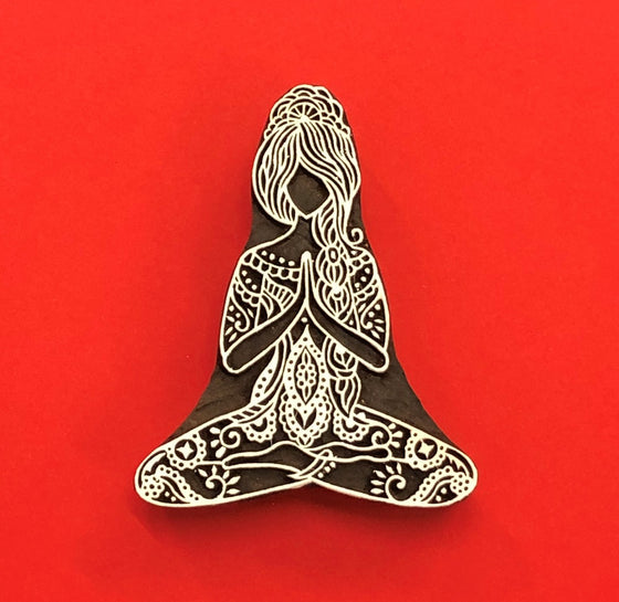 Indian Wooden Printing Block - Yoga Lady