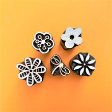  Indian Wooden Block Set - Dragonfly & Flowers