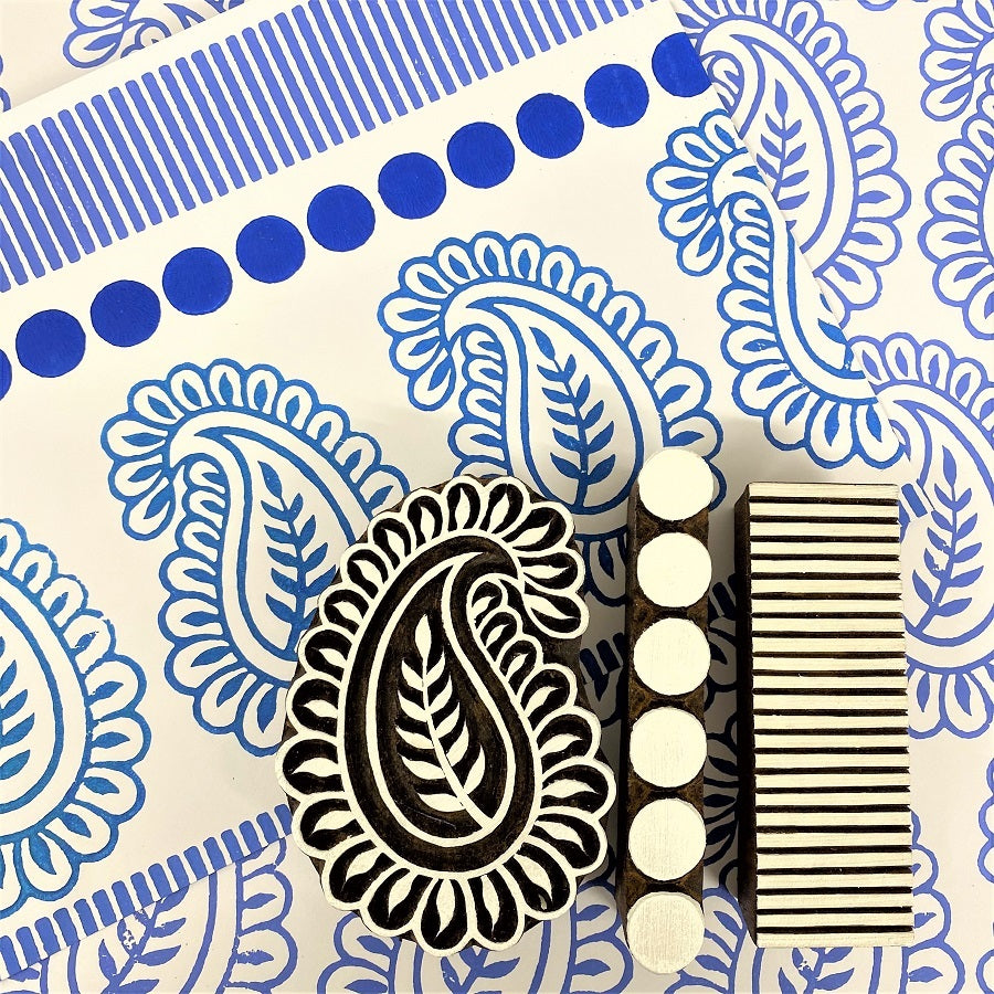 Indian Wooden Block Set - Paisley & Borders Set – The Indian Block ...