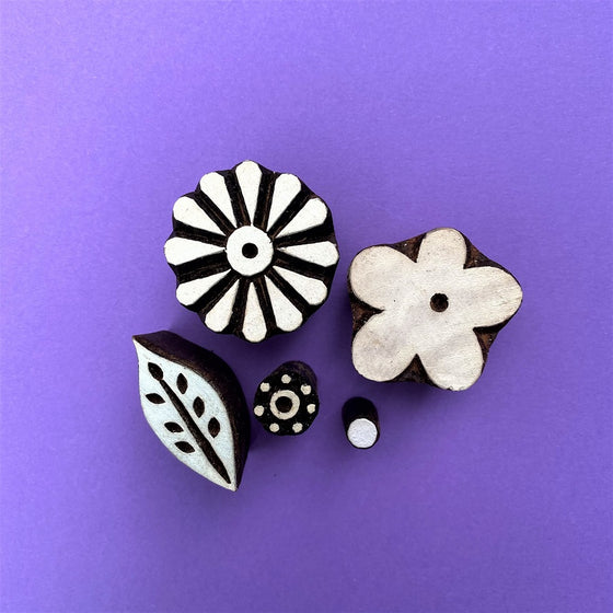 Indian Wooden Block Set - Spring Flowers