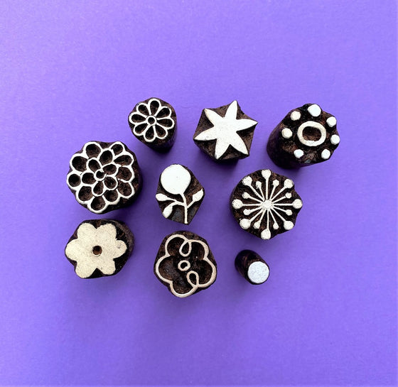 Indian Wooden Block Set - Floral Wreath Embellishments