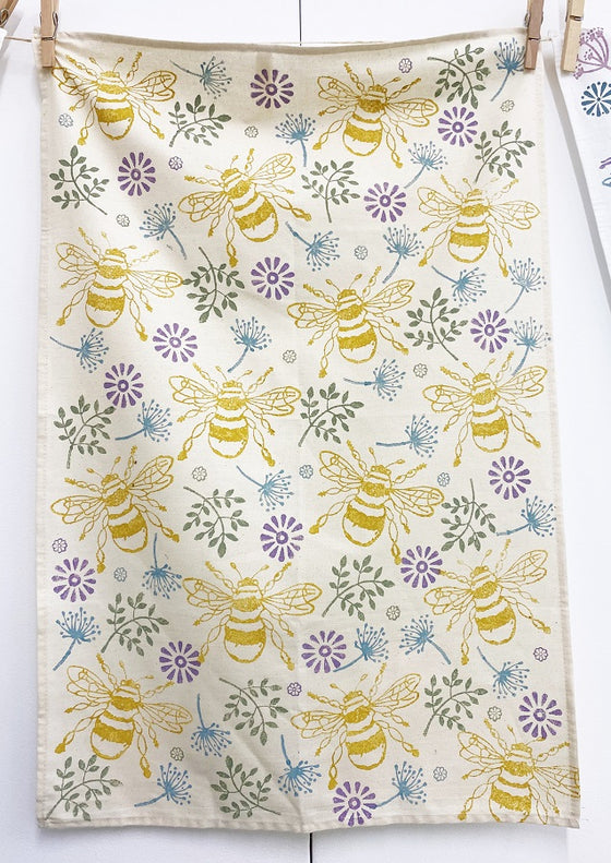 Indian Wooden Block Set - Large Bee & Flowers