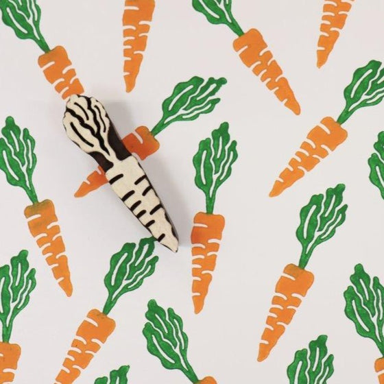A leafy Carrot Indian Wooden Printing Block design