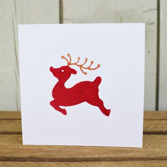 Leaping Reindeer Christmas Cards- Indian Block Printing Kit