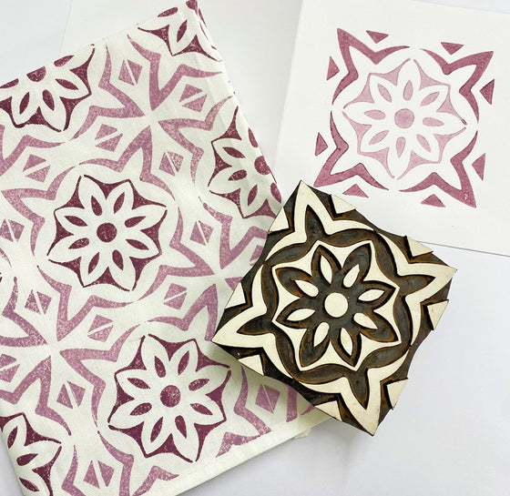 Indian Wooden Printing Block - Mediterranean Tile