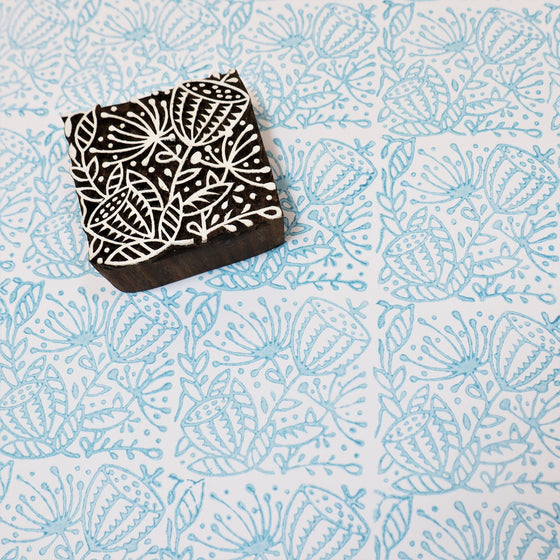 Medium Seed Head Repeat Indian wooden printing block