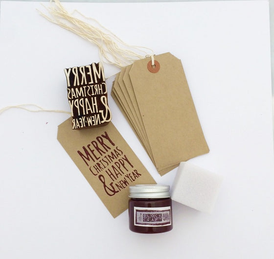 Block Printing Kit - Merry Christmas & Happy New Year Tags