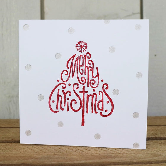 Indian Block Printing Kit - Merry Christmas Tree Christmas Cards